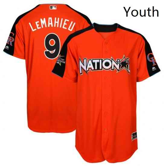 Youth Majestic Colorado Rockies 9 DJ LeMahieu Authentic Orange National League 2017 MLB All Star MLB Jersey